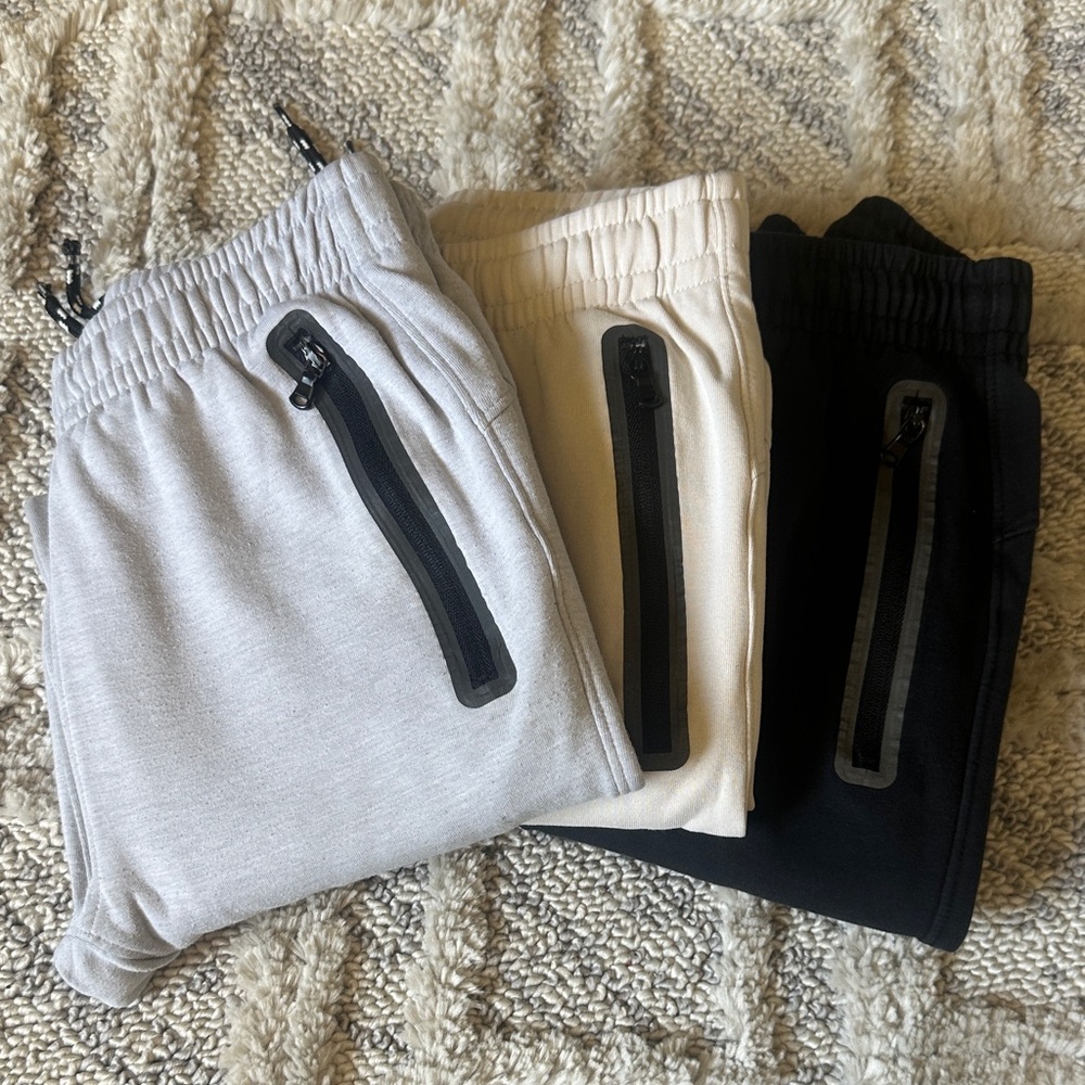 Old Navy Tech Kids Jogger Pants - Gray, Cream, and Black